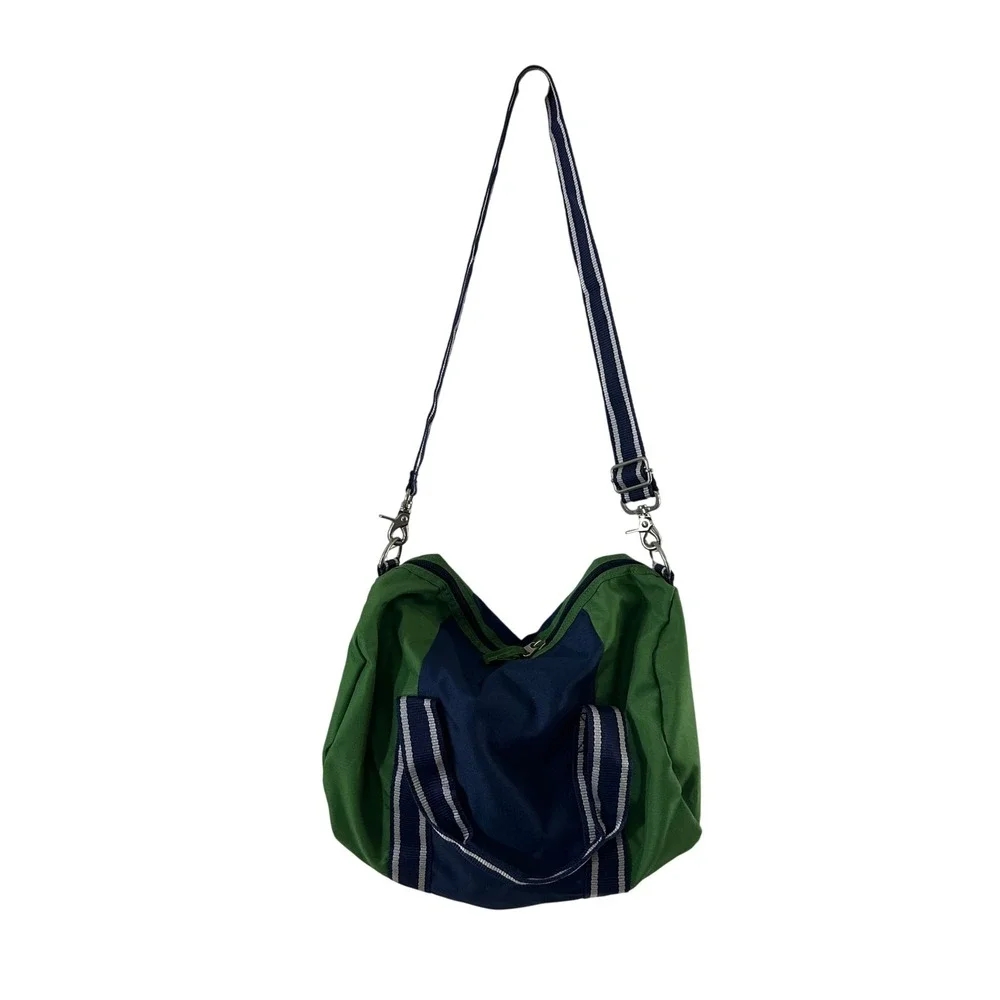 Green Navy Blue Football Helmet Canvas Duffle Bag Sporty Gym‎ Travel Weekend Bag